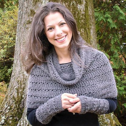 Versatile V-Stitch Cowl/Wrap & Wristwarmers