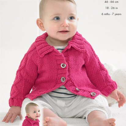 Babies' Raglan Cardigans in King Cole Big Value Recycled Cotton  - 4138 - Downloadable PDF