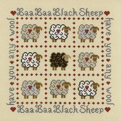 Historical Sampler Company Baa Baa Black Sheep Sampler Cross Stitch Kit - 21cm x 21cm