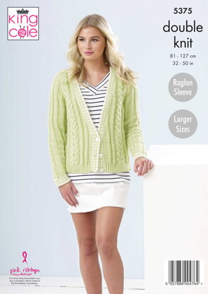 Ladies Cardigans in King Cole Cotton Top DK - 5375pdf - Downloadable PDF