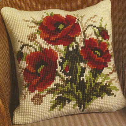 Vervaco Bunch of Poppies Cushion Front Chunky Cross Stitch Kit - 40cm x 40cm