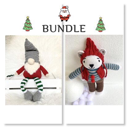 Pattern: BUNDLE Christmas gnome and teddy, christmas decor, scandinavian decor, amigurumi teddy, crimble gnome, christmas elf - knitting pattern