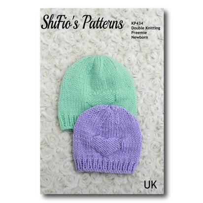 Knitting Pattern baby hats, preemie & newborn,  #434