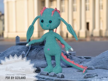 Crochet Pattern Dinosaur Girl Amigurumi toy