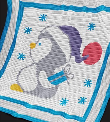 CROCHET Baby Blanket / Afghan - Christmas Penguin