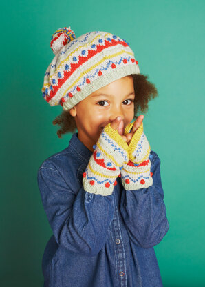 Lulu Sweater, Beret and Handwarmers - Knitting Pattern For Kids in Debbie Bliss Baby Cashmerino