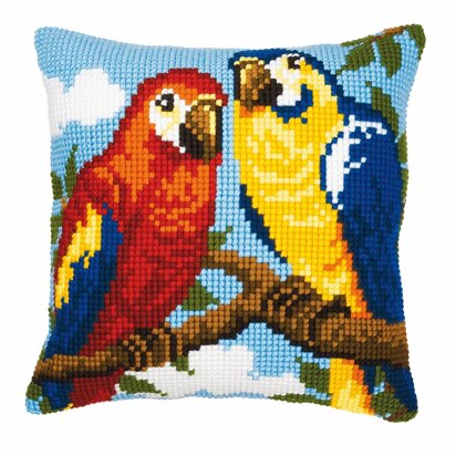 Vervaco Cross Stitch Kit: Cushion: Parrots - 40 x 40cm