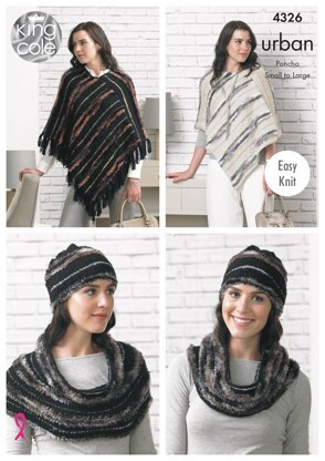 Poncho’s, Hat & Snood in King Cole Urban - 4326 - Downloadable PDF