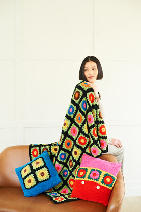 Crochet Blanket and Cushions in Stylecraft Squeeze Me DK - 10078 - Downloadable PDF