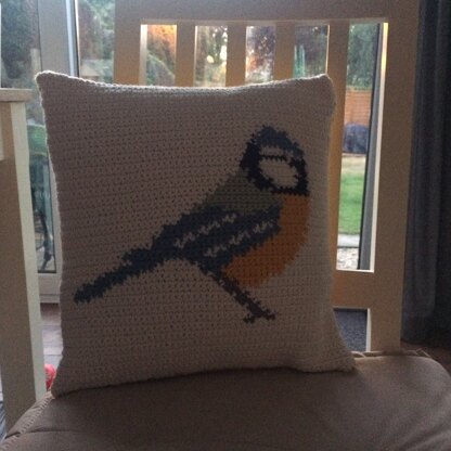 Blue tit cushion