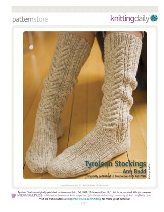 Tyrolean Stockings in Green Mountain Spinnery
Vermont Organic - Downloadable PDF