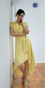 ASYMMETRIC WRAP DRESS WITH RUFFLES