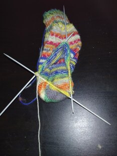 Learning to knit socks