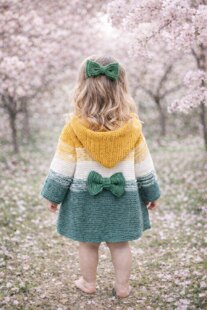 Baby Hoodie with Bow &amp; Heart Buttons