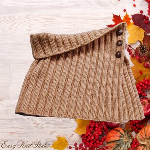 Ribbed Button Cowl Knitting Pattern