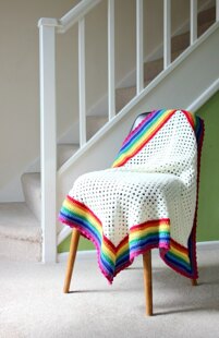 Rainbow Edged Granny Square Blanket