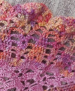 Scalloped edged lace shawl
