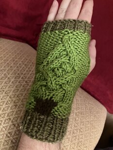 Mens Christmas tree / Gardening wrist warmers / fingerless gloves