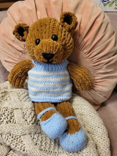 Oversized Bear in striped dress
