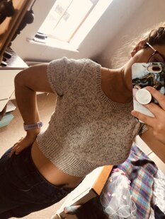 "Cool Cropped Top" - Free Top Knitting Pattern For Women in Paintbox Yarns Metallic DK