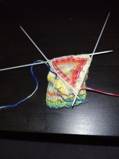 Learning to knit socks