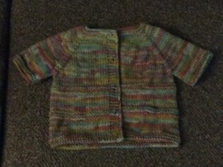 Short sleeved Roma cardigan for 3 to 6 month old. Project #6 2024