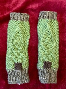 Mens Christmas tree / Gardening wrist warmers / fingerless gloves