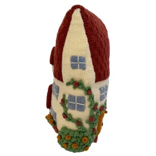 Home House Shaped Cushion with Window Boxes and Ivy