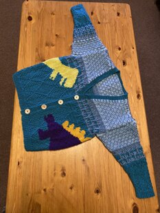 Stefan’s dinosaur cardigan