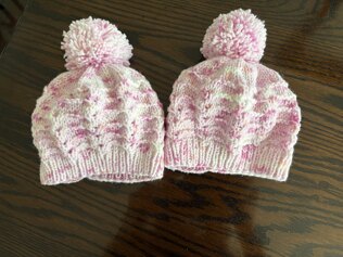 Hats for Sarah and Yvonne's expected baby girls.