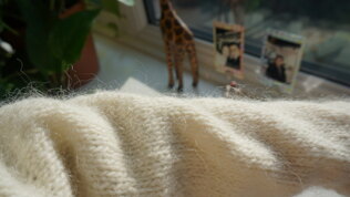 V-neck cardigan using Lopi Lettlopi yarn