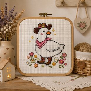 Cute Cowgirl Goose Cross Stitch Pattern