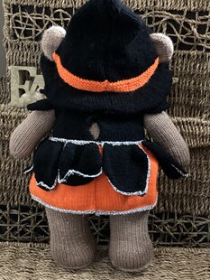 Bear in a witch outfit