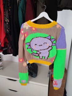 happy axolotl sweater