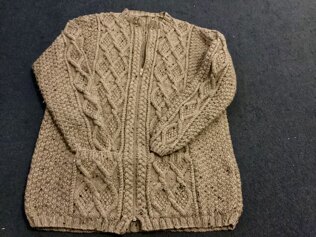 Taupe Zipped Aran Jacket with pockets