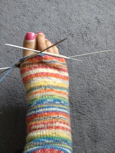 Learning to knit socks