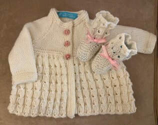 Cream Baby Sweater &amp; Booties
