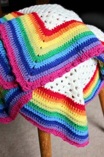 Rainbow Edged Granny Square Blanket