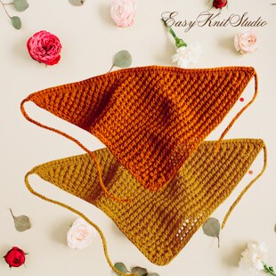 Quick Knit Kerchief Pattern – Knitted Headscarf Bandana PDF Gift Idea