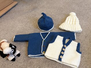 Second hat for new grandson from the  left over yarn.