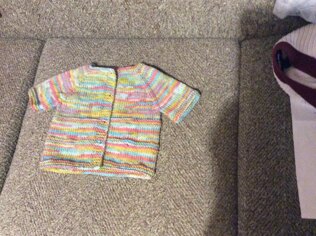 Short sleeved Roma cardigan for 3 to 6 month old. Project #6 2024