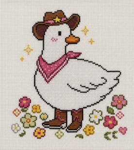 Cute Cowgirl Goose Cross Stitch Pattern