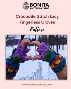 Crocodile Stitch Lacy Fingerless Gloves