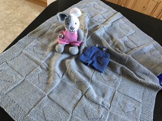 Heart Reversible Baby Blanket and Bunnies