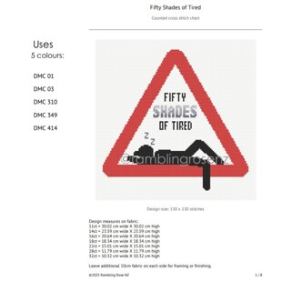 Fifty Shades of Tired - Counted Cross-stitch