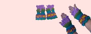 Crocodile Stitch Lacy Fingerless Gloves