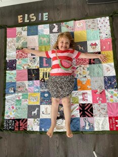 Elsie’s baby clothes memory quilt