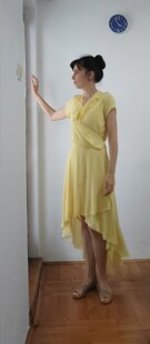 ASYMMETRIC WRAP DRESS WITH RUFFLES