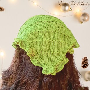 Ruffle Kerchief Knitting Pattern PDF | Beginner Knit Bandana Scarf