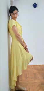 ASYMMETRIC WRAP DRESS WITH RUFFLES